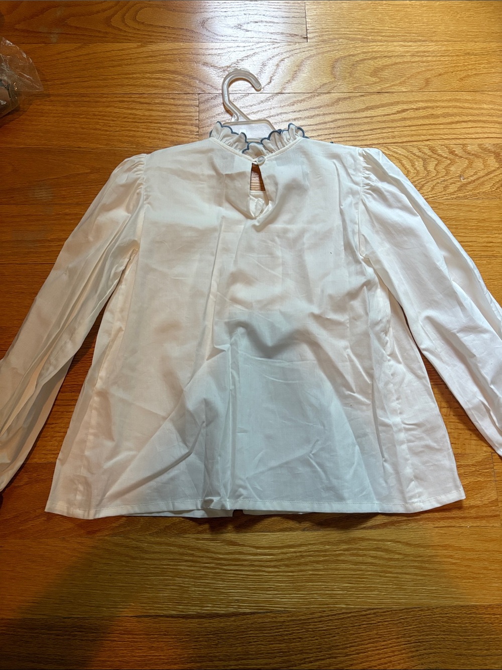 bella bliss White Ruffled Neck Long-Sleeve Blouse